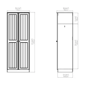 Como Ready assembled Modern Grey oak effect Double Wardrobe (H)1970mm (W)740mm (D)530mm