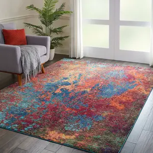 Multi Modern Easy to Clean Abstract Graphics Rug For Dining Room -239cm X 239cm