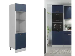 600 Kitchen Tall Oven Microwave Housing Unit Cabinet 60cm Navy Dark Blue Nora