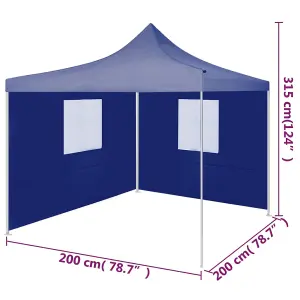 Berkfield Professional Folding Party Tent with 2 Sidewalls 2x2 m Steel Blue