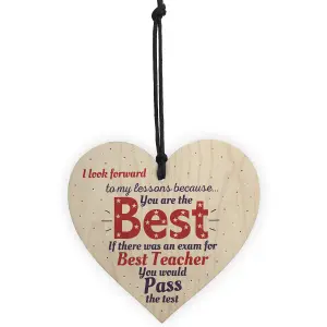 Red Ocean Thank You Teacher Teaching Assistant Gift Wooden Heart Leaving School Nursery Goodbye Present