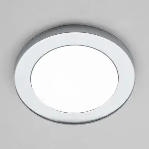 Litecraft Darly Chrome 1 Lamp Modern Bathroom 12W LED Flush Ceiling Light