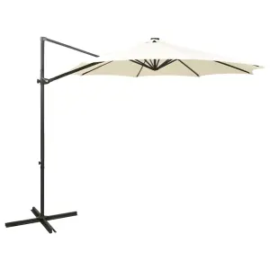 Berkfield Cantilever Umbrella with Pole and LED Lights Sand 300 cm