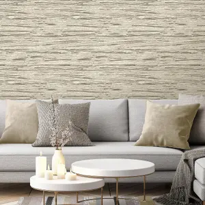 Debona Horizon Stone Taupe Wallpaper Metallic Silver Glamorous Feature Wall