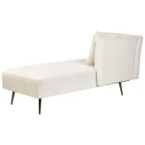 Left Hand Fabric Chaise Lounge White RIOM