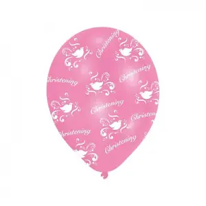 Amscan Christening Balloons (Pack of 6) Pink/White (One Size)