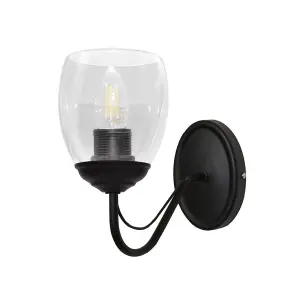 Luminosa Allena Wall Lamp Black, Transparent 10cm