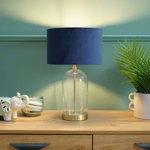 Glass Desk Lamp Gold / Navy