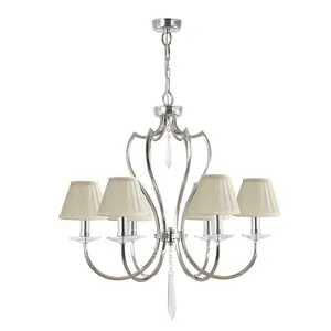 6 Bulb Chandelier Ceiling Light Highly Polished Nickel LED E14 60W