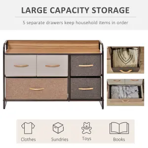 Drawer Dresser Tower Unit Clothes Storage Organizer with Wood Top, Steel Frame