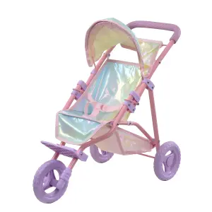 Olivia's Little World Doll Jogging-Style Pram, Pink/Grey