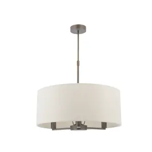 Anson Lighting Baja 3lt Pendant light finished in Dark antique bronze plate and marble fabric