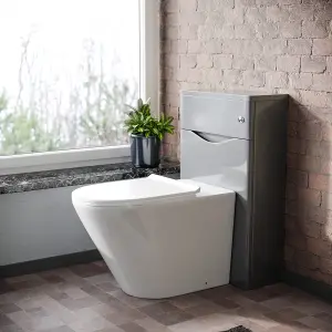 Nes Home Dwight 500mm WC Unit Grey & Rimless Back To Wall Toilet Flat Pack