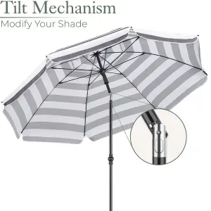 Striped Beach Parasol Tilting - Grey