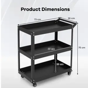 Costway 3-Tier Rolling Tool Cart Heavy-Duty Metal Cart Industrial Tool Organizer