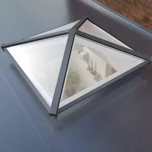 Atlas Grey on White Square Roof lantern with Self Clean Solar Blue glass, (L)1m (W)1m (H)240mm