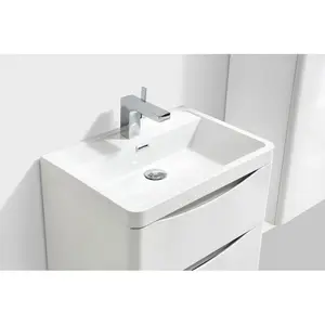 Stanhope 600mm Single Bathroom Vanity with Integrated Stone Basin Gloss White