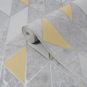 Superfresco Milan Yellow Geometric Smooth Wallpaper