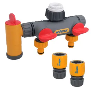 Hozelock 3 Way Tap Multi Hose Pipe Connector Watering Garden Yard & Fittings