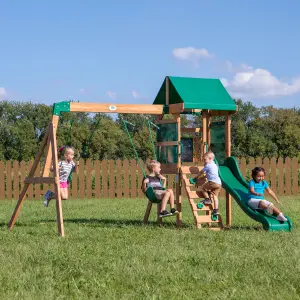 Backyard Discovery Buckley Hill Cedar Wooden Climbing Frame with 2 x Swings and 1 x Slide