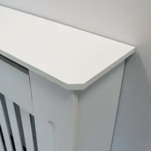 White Vertical Line Design Radiator Cover - Adjustable