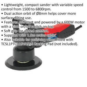 150mm Dual Action Random Orbital Sander & Polisher - 600W 230V Compact Corded