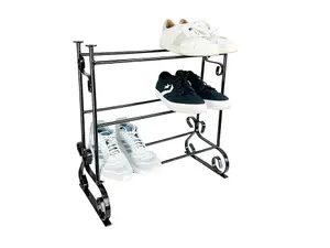 Shoe Rack - 6 Pair Black Plastic Coated Steel