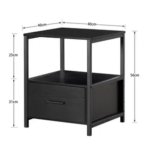 NS 1 Drawer Bedside Table Black