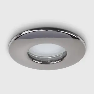 ValueLights Downlight Fire Rated IP65 Black Chrome Ceiling Light Fitting 6 Pack With Warm White Bulbs