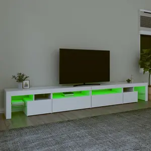 Berkfield TV Cabinet with LED Lights White 290x36.5x40 cm