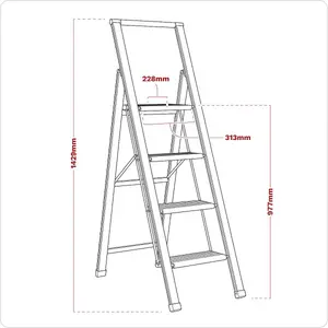 Sealey Aluminium Professional Folding Step Ladder 4-Step 150kg Capacity APSL4