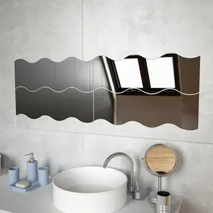 Berkfield Wall Mirrors 4 pcs 60x18.5 cm Wave Glass