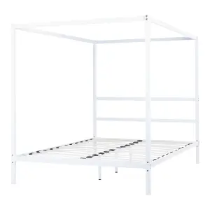 Metal EU King Size Canopy Bed White LESTARDS