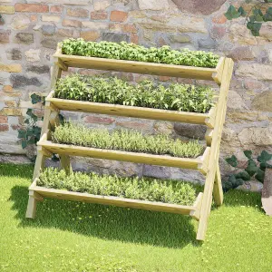 OutdoorGardens Wooden 4-Tiered Herb Planter