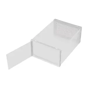 12Pcs White Adjustable Stackable Plastic Shoe Storage Box Organiser 33cm W x 23cm D x 14cm H