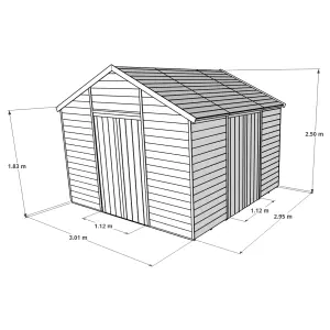 BillyOh Expert Tongue and Groove Apex Workshop with Dual Entrance - 10x10 - Windowless