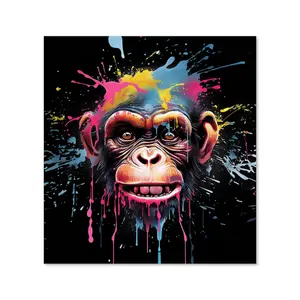 Multi Coloured Monkey Face Splashart Premium Glass Kitchen Splashback W900mm x H650mm