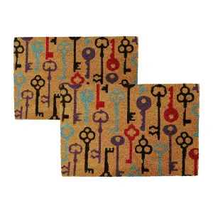 Nicola Spring - Halloween Coir Door Mats - 60 x 40cm - Keys - Pack of 2