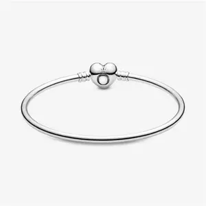 Pandora Moments Heart Clasp Bangle - Sterling Silver - Sz. 21 cm