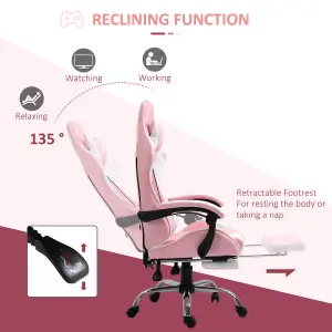 Vinsetto Racing Gaming Chair w/ Lumbar Support, Office Gamer Chair, Pink