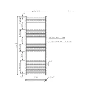 Rinse Bathrooms 800W Electric Heated Warming Towel Rail Bathroom Radiator Black - 1600x600mm