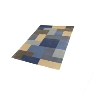 Lexus Blue Block Small Rug, (L)150cm x (W)90cm