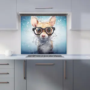 Splashart Doormouse With Glasses Premium Glass Kitchen Splashback W900mm x H750mm