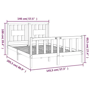 Berkfield Bed Frame with Headboard White Solid Wood Pine 140x200 cm