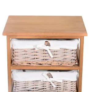 HOMCOM 5 Drawer Wicker Basket Storage Shelf Unit Wooden Frame Home Natural