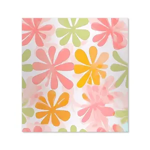 Yellow And Pink Flowers Premium Glass Kitchen Splashback W900mm x H650mm