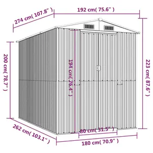 6 ft. W x 9 ft. D Galvanized Steel Apex Garden Shed Anthracite