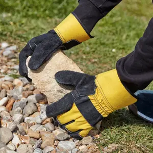 Site Leather & rubber Black & yellow Rigger Gloves, X Large