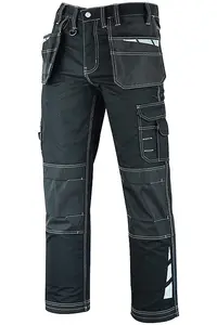 MS9 Mens Hi Viz Cargo Combat Holster Pockets Tactical Working Work Trouser Trousers Pants E1, Black - 34W/34L