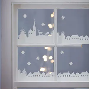 Christmas Village Scene Window Sticker